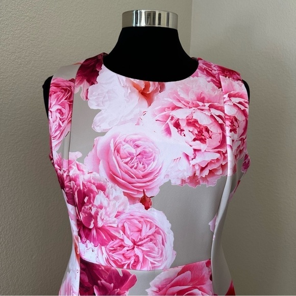 Calvin Klein Floral Peonies Sheath Sleeveless Midi Dress - Picture 3 of 11